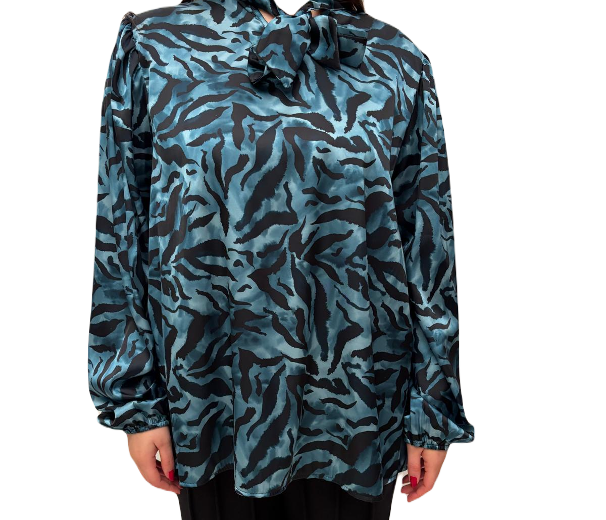 Camicia in raso con stampa zebrata