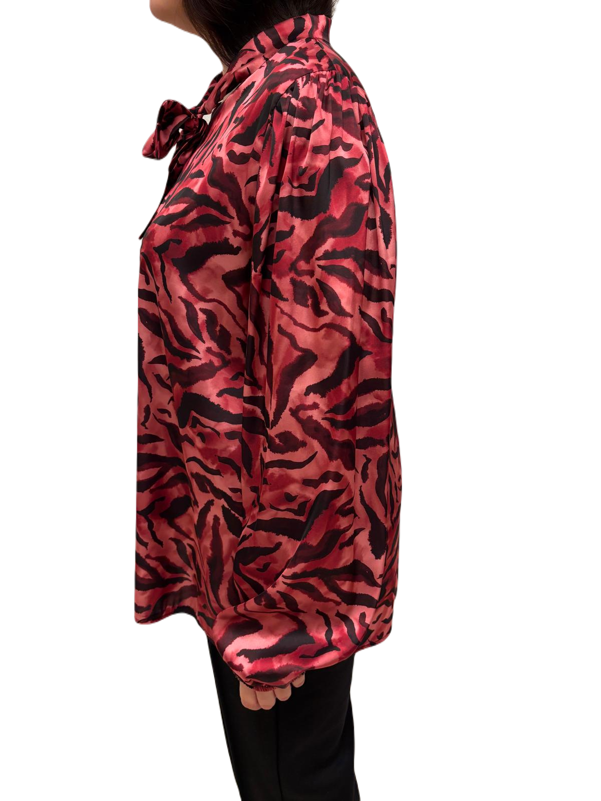 Camicia in raso con stampa zebrata
