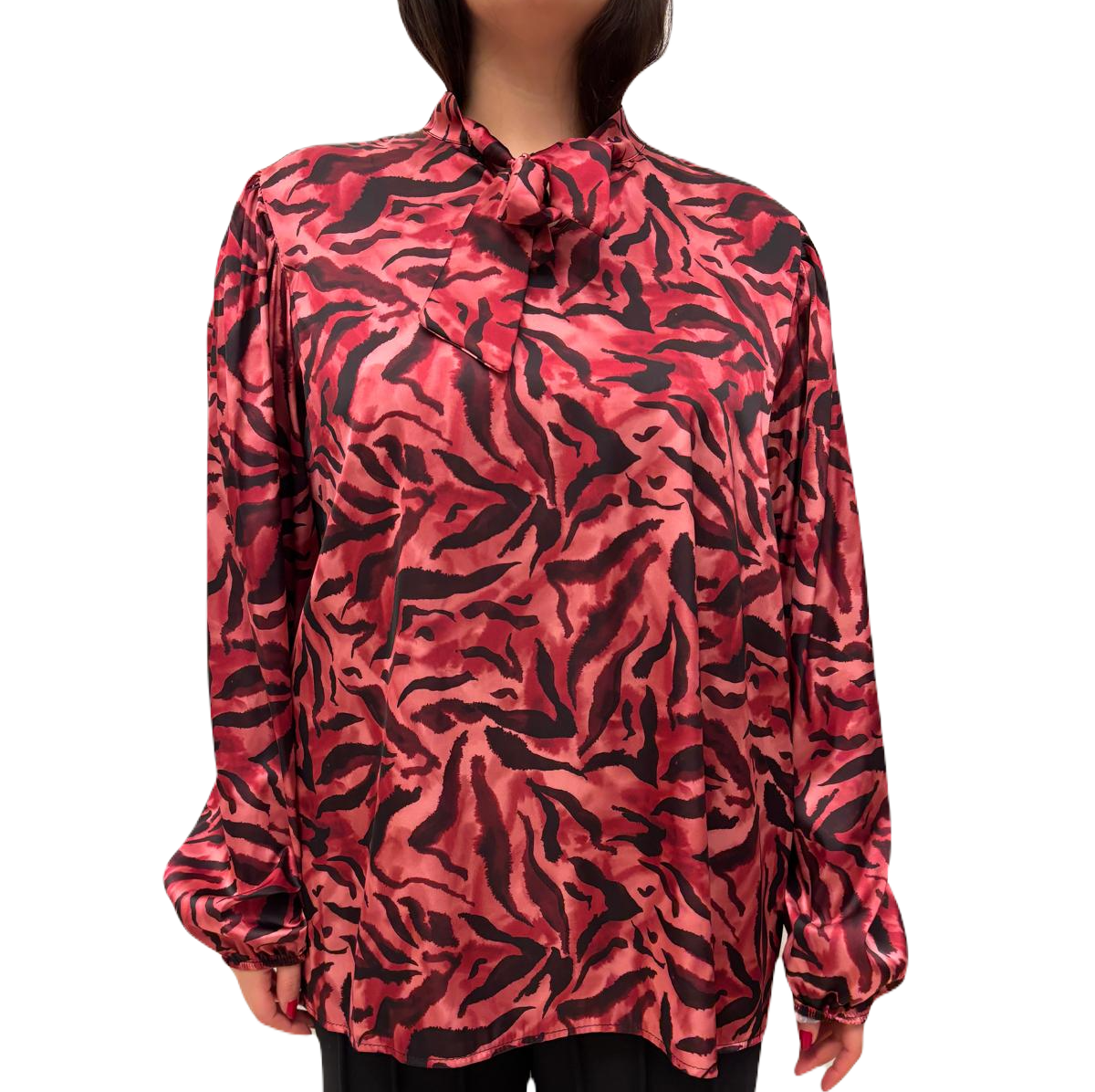 Camicia in raso con stampa zebrata