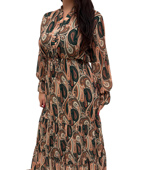 Abito lungo con Maniche Lunghe e con Scollo a V