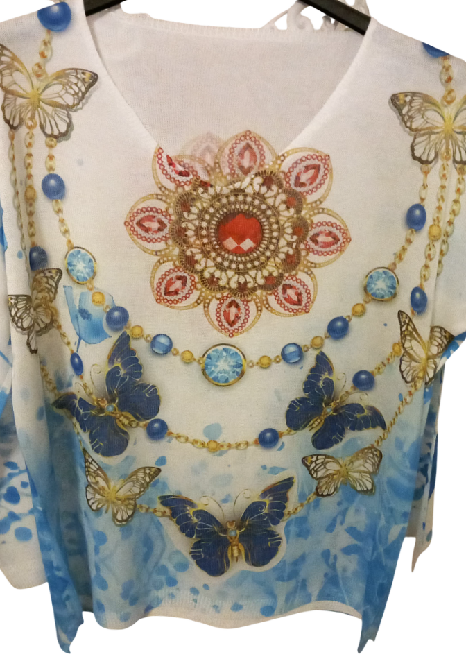 Maglione stampato in maglia con scollo a V