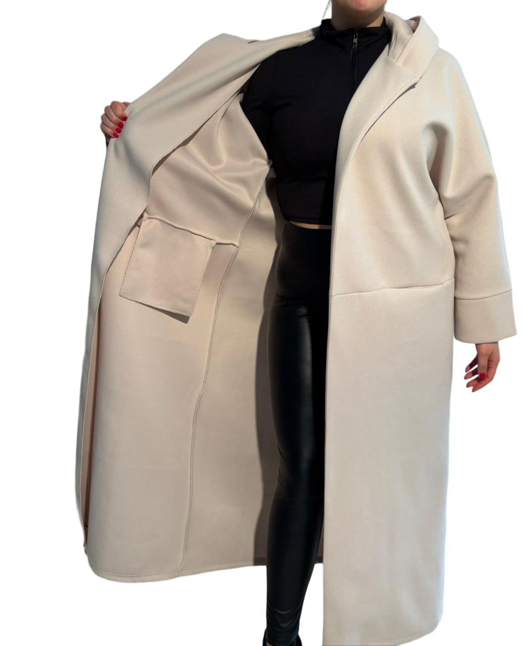 Cappotto soprabito sfoderato con cappuccio lungo comodo