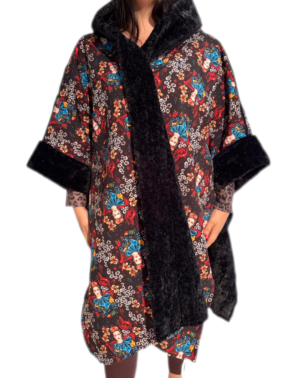 Cappotto mantoux imbottito con pelliccia sintetica invernale donna