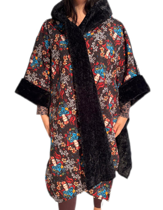 Cappotto mantoux imbottito con pelliccia sintetica invernale donna